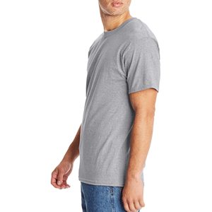 T-shirt pour homme, col rond, manches courtes, noir uni, coupe classique, coton jersey, couleur unie, respirant - Product Image 4