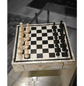 Vintage Style Square Bone Inlay <b>Chess</b> Board Handmade Carved Portable Animal <b>Theme</b> <b>Chess</b> <b>Set</b> Home Decoration - Product Image 2