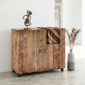 Solid Wood Modern Black <b>Sideboard</b> Cabinet 2 Door Credenza <b>Storage</b> for Home Bar & Hotel Use - Product Image 4