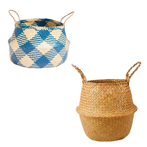 Decorative Handmade Natural Straw Belly Storage <b>Baskets</b> Foldable Woven <b>Basket</b> for Laundry Home Decoration Souvenir PHU HAO - Product Image 1