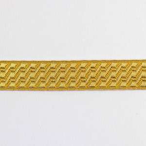 Cinta de encaje jacquard de galón metálico dorado de 35 mm de ancho, hecha a mano en Pakistán, de alta calidad y diseño tradicional. - Product Image 2