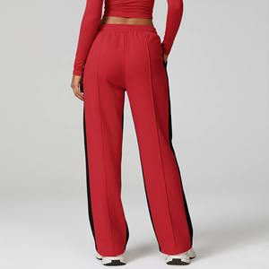 Pantalones Deportivos de Mujer, Cintura Media, Negros, Acampanados, con Forro Polar, Diseño de Parches y Encaje, Gruesos y Cálidos, Otoño-Invierno 2025 - Product Image 3