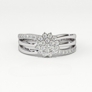 Anillo de compromiso y aniversario Aarinya para mujer, asimétrico, con diseño floral de rosas, en oro de 14K y diamantes cultivados en laboratorio con corte brillante. - Product Image 2