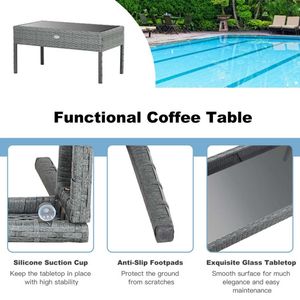 Set da conversazione in rattan per esterni, 4 pezzi, mobili da patio con cuscini girevoli e dondolanti - Product Image 5