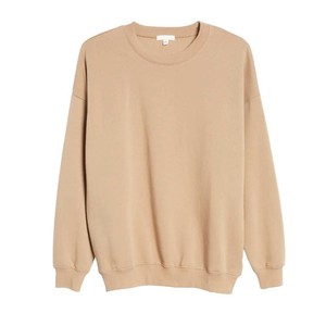 Sweat-shirt à col rond surdimensionné pour femmes, style hip-hop, doublé, couleur unie, respirant, longueur normale, manches longues, polyester/coton - Product Image 2