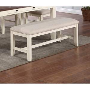 Classica panca bianca 1PC con gomma e cuscini in tessuto Beige mobili sala da pranzo - Product Image 4