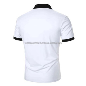 เสื้อโปโลแขนสั้นผู้ชาย สีกรมท่า สีพื้น คอปกสีขาว ถักแบบลำลอง ทรงปกติ - Product Image 6