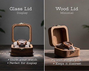 Personalized Walnut Watch <b>Box</b> for Men with Glass Wood Lid Engraved Gift for Dad-Jewelry <b>Storage</b> - Product Image 1