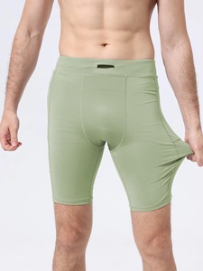 Pantalones Cortos de Compresión Elásticos para Hombre, al por Mayor, Personalizados, Cintura Elástica, Bolsillos Laterales, Impermeables, de Secado Rápido, para Correr al Aire Libre - Product Image 2