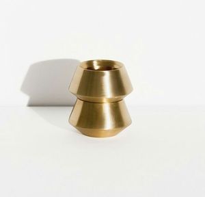 Antique Bronze Taper Candle Holder Compact Table Accent <b>Rustic</b> Interior Ornament Heritage Charm - Product Image 2