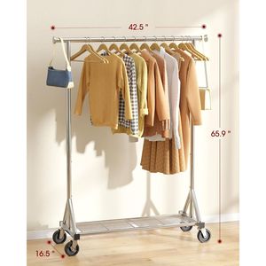 Appendiabiti Autoportante in Acciaio con Ripiano in Rete, Ruote Bloccabili e Tappi Antiscivolo, Organizzatore per Camera da Letto per Vestiti e Bagagli - Product Image 6