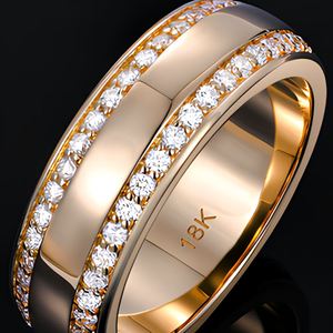 Anillo de Eternidad AMBER JEWELS Chapado en Oro de 18K con Moissanita de Corte Brillante Redondo y Engaste de Canal, Anillo de Boda Clásico Unisex - Product Image 1