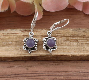 Pendientes de Jade Púrpura Natural con Cuentas de Plata de Ley 925, Joyería de Lujo para Fiesta, Jadeíta Lavanda, Piedra Preciosa al por Mayor - Product Image 6