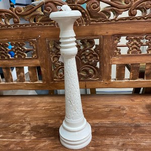 White Marble Carved Pedestal Candle Holder Wholesale - Moradabad Artisan - Product Image 1