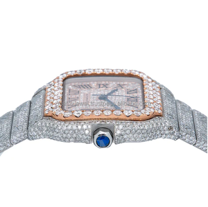 นาฬิกาเพชรสองสีที่ได้รับการรับรองจาก VVS Moissanite นาฬิกาติดเพชรระดับพรีเมี่ยมสำหรับผู้ชายและผู้หญิงนาฬิกาฮิปฮอปของขวัญคริสต์มาส - Product Image 4