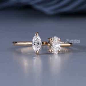 Bague en or jaune 14 carats avec moissanite ovale et taille poire pour femme, luxe, 0,34 carat de poids total, 1,18 grammes, mariage, fiançailles, haute joaillerie - Product Image 6