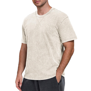 Wholesale Custom Plain Blank Acid Wash Polyester/Cotton Regular Fit Quick Dry Short Sleeve Men T-<b>shirts</b> - Product Image 2