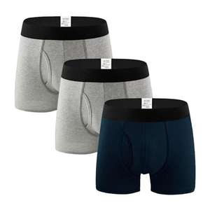 Sous-vêtements pour hommes en coton pur, personnalisables avec logo OEM/ODM, caleçons respirants, boxers pour hommes - Product Image 1