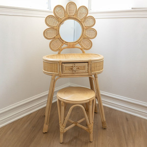 Top selling rattan vanity dressing table and chair set for kids competitive price children makeup tables from Vietnam - Product Image 3