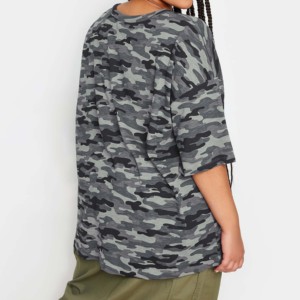Camiseta de Mujer Oversize con Estampado de Camuflaje, Hombros Caídos, Manga Corta, Corte Regular, Transpirable, de Secado Rápido, Tejido de Punto, 100% Verano - Product Image 2