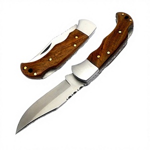 Cuchillo Plegable de Acero Inoxidable Damasco con Punta Caída, Borde Biselado, Forjado a Mano, Táctico, con Funda de Madera, OEM Personalizable - Product Image 5