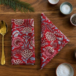 Mantelería de Algodón Estampada Floral Cuadrada Vintage Hecha a Mano, Personalizada para Bodas, con Estampado en Bloque, Ecológica y Duradera - Product Image 5