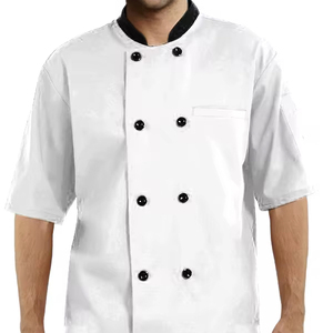 เสื้อเชฟแบบยูนิเซ็กซ์ทรงอสมมาตรยี่ห้อ Uniformates OEM พร้อมโลโก้สั่งทำพิเศษ ผ้าตาข่ายด้านข้าง แขนยาว ติดกระดุมแบบทอ ผลิตจากผ้าโพลีคอตตอน - Product Image 1