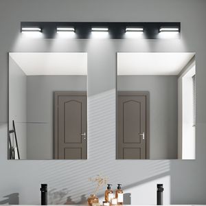 Applique da Parete a 5 Luci LED dal Design Moderno e Minimalista, Efficiente dal Punto di Vista Energetico, Nera, per Specchio da Bagno, Facile Installazione - Product Image 2