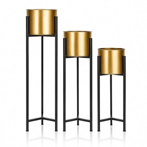 Jardinières sur pied modernes en métal noir et or de qualité supérieure (lot de 3) – Présentoir haut de gamme pour plantes d'intérieur pour la maison moderne. - Product Image 6