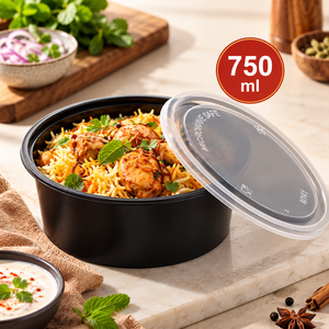 Boîte alimentaire ronde en PP 750ml, qualité alimentaire, sans BPA, compatible micro-ondes, pour currys, riz, plats à emporter, livraison de repas, préparation de repas - Product Image 1