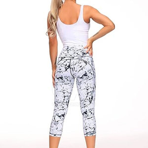 Wholesale Women's Solid <b>Wine</b> Red Capris High Waist Quick Dry Workout Pants with Custom Logo for Gym Use OEM Service - Product Image 1