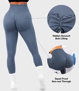 Women Workout Scrunch Butt Leggings Butt Lifting <b>Tummy</b> <b>Control</b> High Waisted Solid Sports Gym Running Compression Tight Yoga Pant - Product Image 4