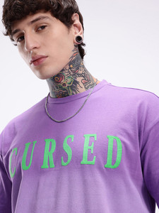 Camiseta de Algodón para Hombre, Cuello Redondo, Manga Corta, Color Morado, Personalizada con Letras Impresas, Corte Regular, Estilo Jersey, Diseño Liso - Product Image 4