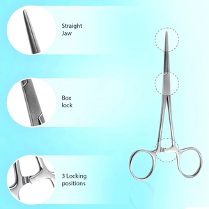 Pinzas Hemostáticas Halsted Premium de 12.5cm, Acero Inoxidable, Rectas y Curvas, Instrumentos Médicos Quirúrgicos, CE ISO - Product Image 2