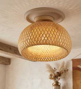Handwoven Bamboo <b>Ceiling</b> Light Nordic Style Flush Mount Lamp Living Room Natural Woven Lighting Eco Friendly Supplier - Product Image 3