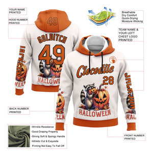 Sudadera con Capucha Personalizada de Halloween para Hombre, con Nombre y Número, Diseño de Fantasma y Calabaza, Estampado por Sublimación, Ropa Casual de Otoño, Corte Regular - Product Image 5