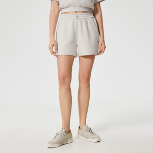 Shorts de sport taille haute pour femme, en Spandex/Polyester écologique, avec cordon de serrage, effet galbant fessier, élastique uni - Product Image 1