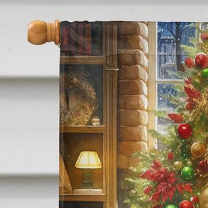 Grand Polyester Labrador Retriever Père Noël Maison Drapeau Multicolore Porche Manches Poteau Décoratif Cour Bannière Tenture Murale - Product Image 3