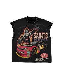 T-shirt surdimensionné à manches courtes personnalisé pour homme, style streetwear vintage, 100% coton - Product Image 2