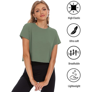 T-shirt en coton oversize pour femme, style streetwear, crop top décontracté, best-seller en Europe, fabricant et fournisseur - Product Image 6