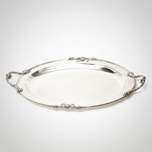 Plateau de service en métal classique et luxueux pour la décoration intérieure, le service hôtelier et la présentation sur table de restaurant, décoration d'hôtel - Product Image 3