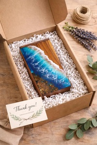 Urna Funeraria de Madera de Palisandro con Diseño de Olas Oceánicas – Recuerdo Conmemorativo de Playa Hecho a Mano - Product Image 5