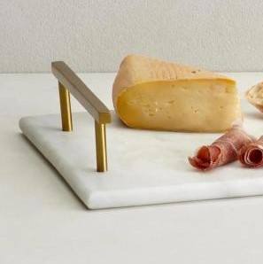 Wholesale Luxury White Marble <b>Serving</b> <b>Tray</b> Bulk Hotel Platter with Elegant <b>Gold</b> Metal Handles and Modern Rectangular Design - Product Image 5