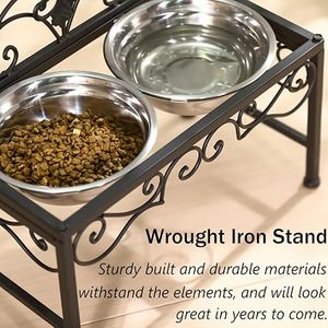 Metal <b>Pet</b> Food Stand with Double Stainless Steel <b>Bowls</b> Elevated Dog and Cat Feeder Stand <b>Raised</b> <b>Pet</b> Feeding Station for Food - Product Image 6
