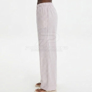 Customizable Women Casual Mid Waist Wide Leg <b>Trouser</b> Loose Fit Washed 100% Cotton Pants for <b>Summer</b> Travel and Everyday Wear - Product Image 4