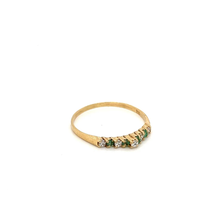Bague Classique Vintage en Or 18 carats Plaqué Or avec Diamant et Émeraude, Sertie de Pierres Précieuses pour Femme, Bague de Fiançailles avec Sertissage à Griffes, Pierre de Naissance de Juillet - Product Image 1