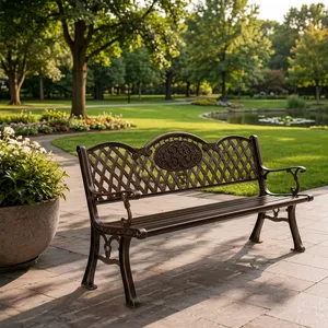 Three Seater Cast Iron Office <b>Sofa</b> <b>Bench</b> with Decorative Backrest for Reception Lobby Waiting Area Commercial Seating - Product Image 2