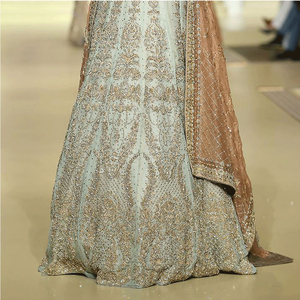 ชุดเจ้าสาวสไตล์ปากีสถานอินเดีย ชุดงานเลี้ยง ชุดแต่งงาน ชุดลำลองสำหรับผู้หญิง คอลเลคชั่นใหม่ กระดุมติดเรียบๆ ความยาวระดับเข่า ทรงเอไลน์ - Product Image 2