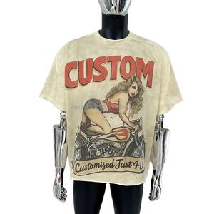 T-shirt surdimensionné à coupe ample en coton 100% personnalisé avec impression DTG, ourlet brut, lourd, délavé à l'acide, pour hommes - Product Image 1