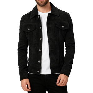 Suede Leather <b>Winter</b> Men's Jacket Fabric Breathable Windproof Customizable Front Logo Casual High Quality - Product Image 5